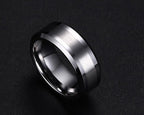 White Tungsten Brushed Center Engagement Band Flat Ring Wholesale 8mm - Ables Mall