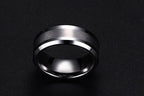 White Tungsten Brushed Center Engagement Band Flat Ring Wholesale 8mm - Ables Mall