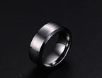 White Tungsten Brushed Center Engagement Band Flat Ring Wholesale 8mm - Ables Mall