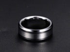 White Tungsten Brushed Center Engagement Band Flat Ring Wholesale 8mm - Ables Mall