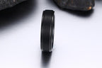 Black Tungsten Band Brushed Center Steps Engagement Ring Wholesale 7mm - Ables Mall