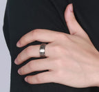 White Tungsten Wedding Band Cross Engagement Ring Wholesale 8mm - Ables Mall
