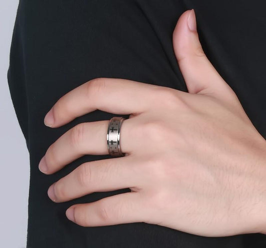 White Tungsten Wedding Band Cross Engagement Ring Wholesale 8mm - Ables Mall