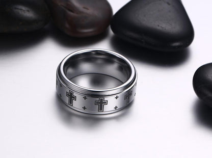 White Tungsten Wedding Band Cross Engagement Ring Wholesale 8mm - Ables Mall