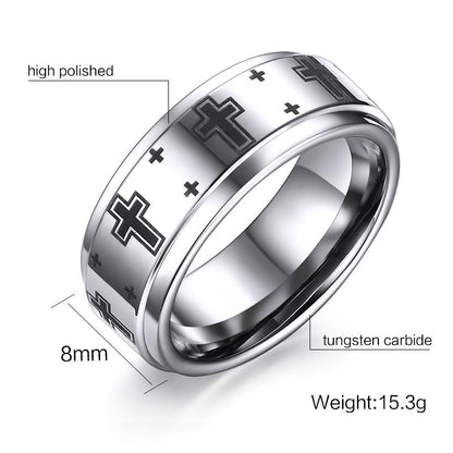 White Tungsten Wedding Band Cross Engagement Ring Wholesale 8mm - Ables Mall