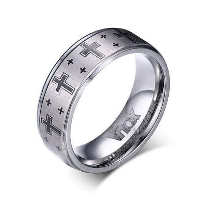 White Tungsten Wedding Band Cross Engagement Ring Wholesale 8mm - Ables Mall