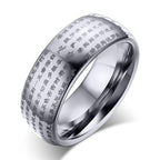 Gold Tungsten Sutra Band Buddhism Scripture Ring Wholesale Plated 8mm - Ables Mall