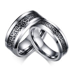 White Tungsten Ring For Couple Pattern Inlay Band Wholesale 6mm 8mm - Ables Mall