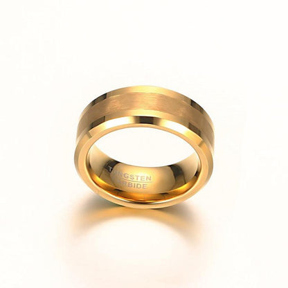 White Tungsten Brushed Center Engagement Band Flat Ring Wholesale 8mm - Ables Mall