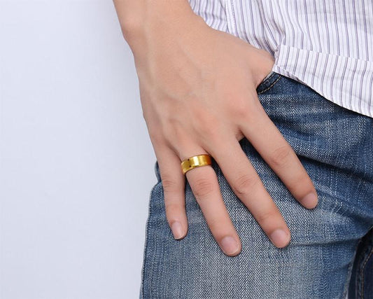 White Tungsten Brushed Center Engagement Band Flat Ring Wholesale 8mm - Ables Mall