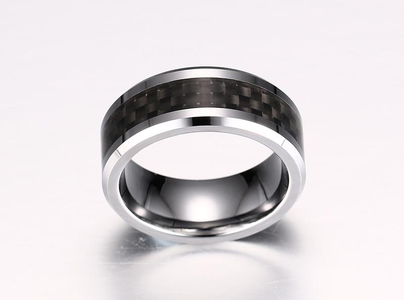 Carbon Fiber Inlay Tungsten Engagement Band Men's Ring Wholesale 8mm - Ables Mall