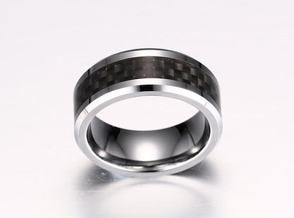 Carbon Fiber Inlay Tungsten Engagement Band Men's Ring Wholesale 8mm - Ables Mall