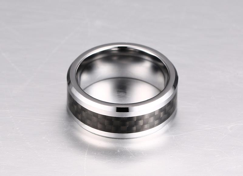 Carbon Fiber Inlay Tungsten Engagement Band Men's Ring Wholesale 8mm - Ables Mall