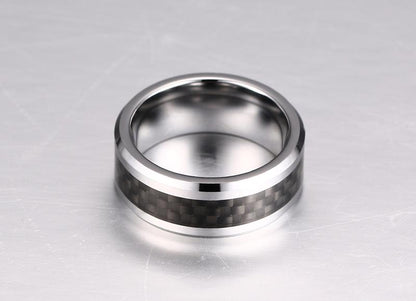 Carbon Fiber Inlay Tungsten Engagement Band Men's Ring Wholesale 8mm - Ables Mall