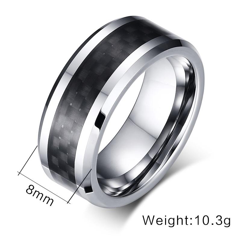 Carbon Fiber Inlay Tungsten Engagement Band Men's Ring Wholesale 8mm - Ables Mall