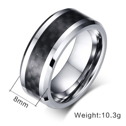 Carbon Fiber Inlay Tungsten Engagement Band Men's Ring Wholesale 8mm - Ables Mall