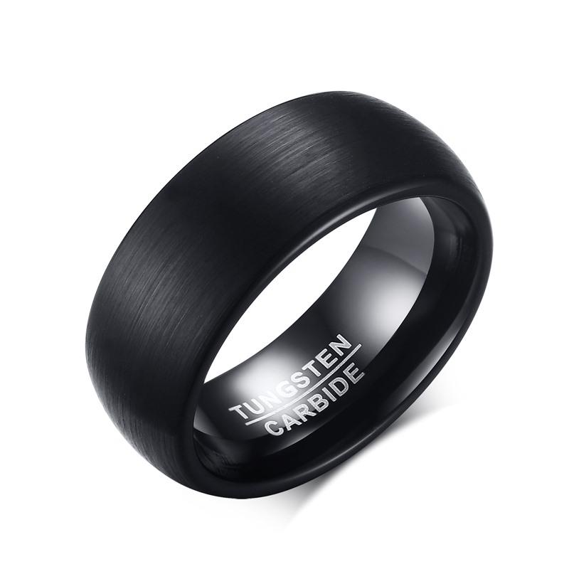 Black Brushed Tungsten Engagement Ring Domed Band Wholesale 8mm - Ables Mall