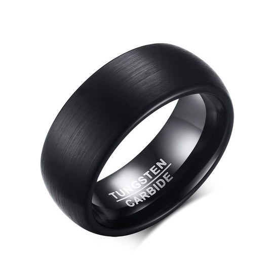 Black Brushed Tungsten Engagement Ring Domed Band Wholesale 8mm - Ables Mall