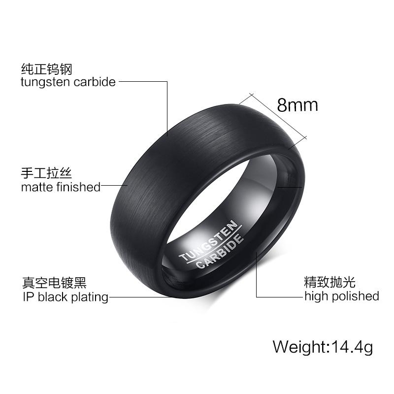 Black Brushed Tungsten Engagement Ring Domed Band Wholesale 8mm - Ables Mall