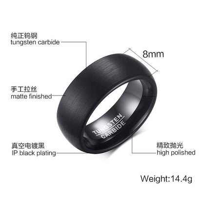 Black Brushed Tungsten Engagement Ring Domed Band Wholesale 8mm - Ables Mall