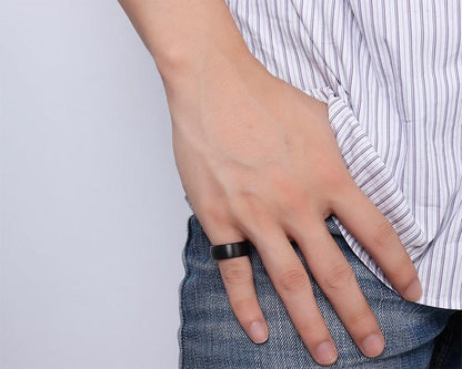 Black Brushed Tungsten Engagement Ring Domed Band Wholesale 8mm - Ables Mall