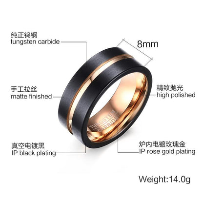 Black Gold Tungsten Engagement Band Cocktail Men Ring Wholesale Plated 8mm - Ables Mall