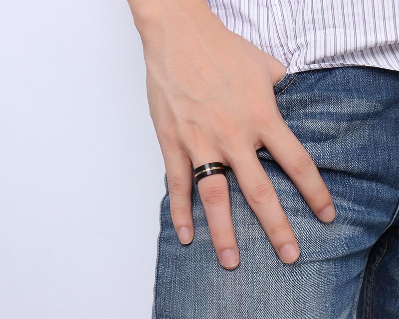 Black Gold Tungsten Engagement Band Cocktail Men Ring Wholesale Plated 8mm - Ables Mall