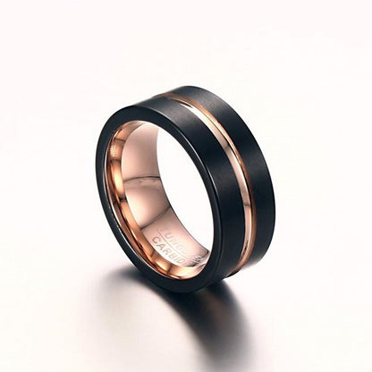 Black Gold Tungsten Engagement Band Cocktail Men Ring Wholesale Plated 8mm - Ables Mall