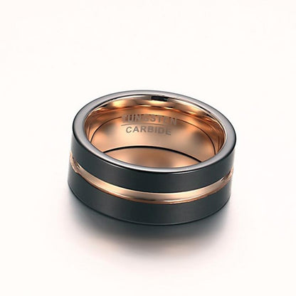 Black Gold Tungsten Engagement Band Cocktail Men Ring Wholesale Plated 8mm - Ables Mall