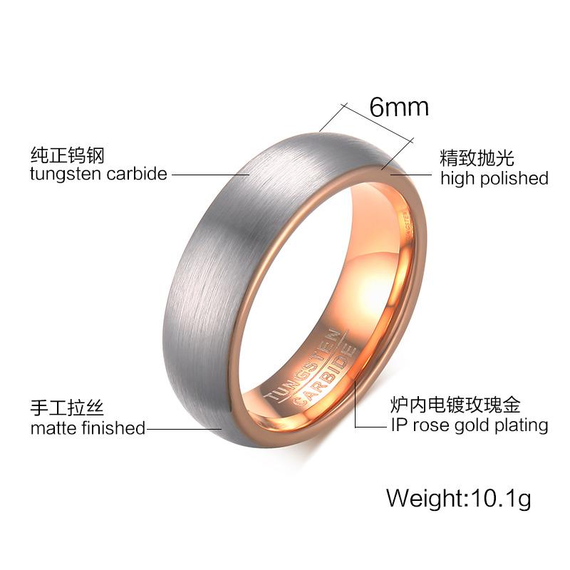 6mm Rose Gold Tungsten Engagement Band Two Tone Wholesale Plated - Ables Mall