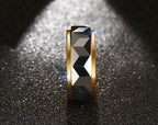 Gold Tungsten Engagement Ring Two Tone Faceted Band Wholesale Plated 8mm - Ables Mall