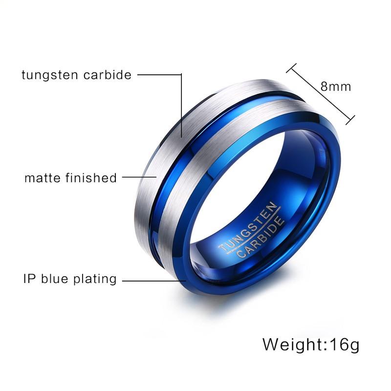 Blue Groove Tungsten Engagement Band Flat Bevel Wholesale 8mm - Ables Mall
