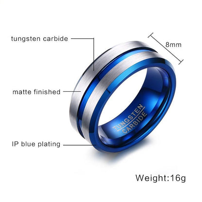 Blue Groove Tungsten Engagement Band Flat Bevel Wholesale 8mm - Ables Mall