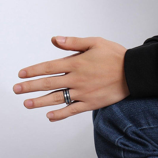 Blue Groove Tungsten Engagement Band Flat Bevel Wholesale 8mm - Ables Mall
