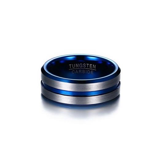 Blue Groove Tungsten Engagement Band Flat Bevel Wholesale 8mm - Ables Mall