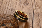 Gold Groove Tungsten Engagement Band Tough Flat Men Ring Wholesale Plated 8mm - Ables Mall