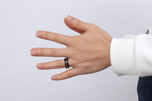 Gold Groove Tungsten Engagement Band Tough Flat Men Ring Wholesale Plated 8mm - Ables Mall