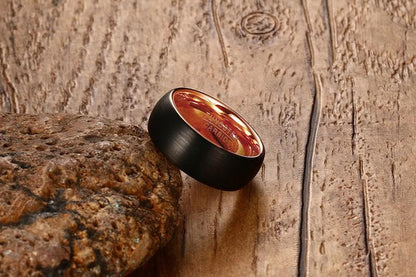 Black And Rose Gold Tungsten Engagement Band Dome Ring Wholesale Plated 8mm - Ables Mall