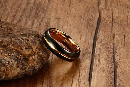 Black Tungsten Wedding Band Gold Groove Engagement Ring Wholesale Plated 6mm - Ables Mall