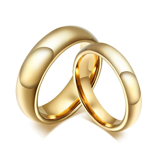 Classic Domed Gold Tungsten Engagement Band Couple Ring Wholesale Plated 4mm 6mm - Ables Mall