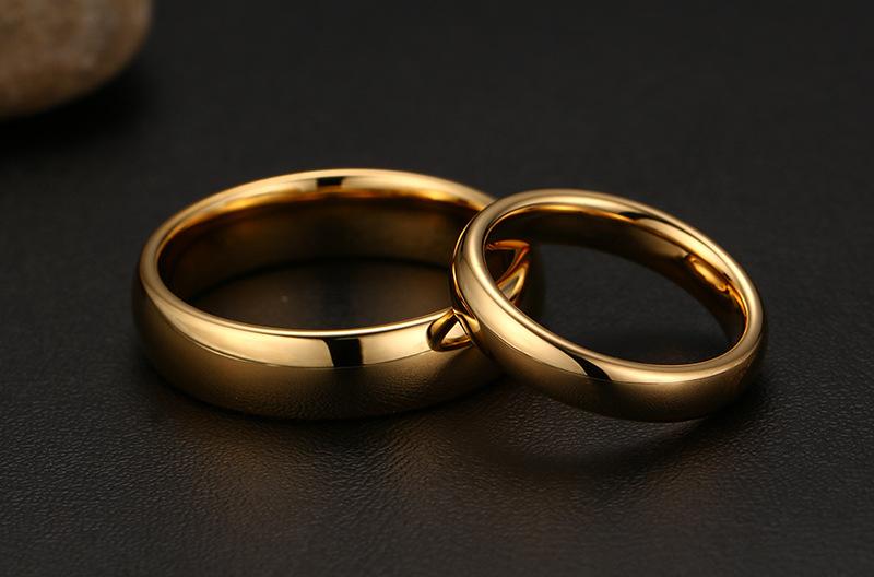 Classic Domed Gold Tungsten Engagement Band Couple Ring Wholesale Plated 4mm 6mm - Ables Mall