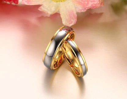 Two Tone Gold Tungsten Engagement Band Couple Ring Wholesale Plated 4mm 6mm - Ables Mall