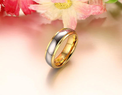 Two Tone Gold Tungsten Engagement Band Couple Ring Wholesale Plated 4mm 6mm - Ables Mall