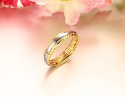 Two Tone Gold Tungsten Engagement Band Couple Ring Wholesale Plated 4mm 6mm - Ables Mall