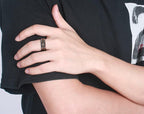White Tungsten Hexagram Engagement Band Graphite Ring Wholesale 8mm - Ables Mall