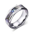 White Tungsten Shell Inlay Engagement Band Nut Ring Wholesale 8mm - Ables Mall