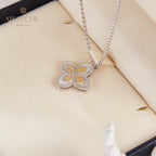 Halskette mit Kleeblatt und Zirkonia-Pavé 6126