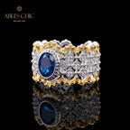 Saphir-Spitzen-Blumenring 6070