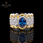 Saphir-Spitzen-Blumenring 6070