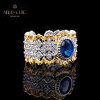 Saphir-Spitzen-Blumenring 6070